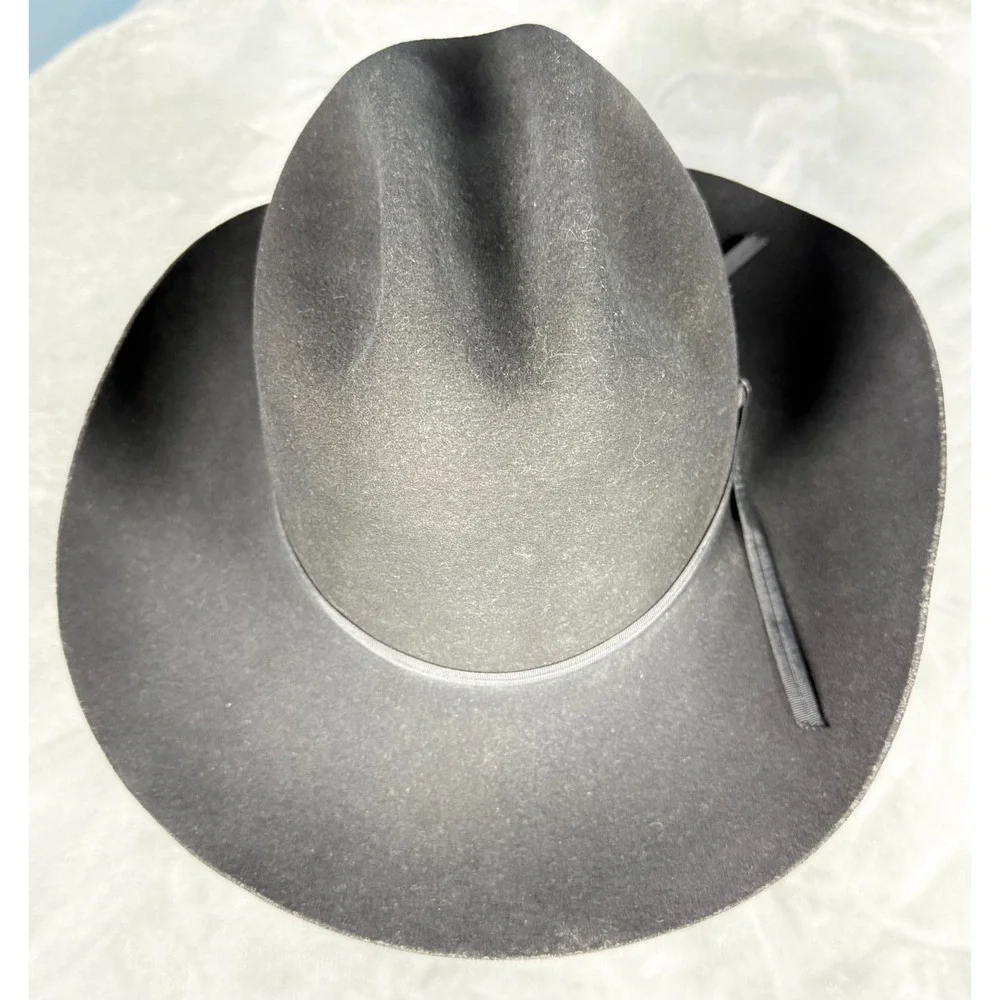 Western Cowboy Hat Mens Gray Wool Dynafelt Wide Brim Cattleman Crease